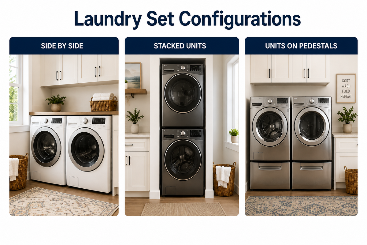 Washer & Electric Dryer Installation (Side‑by‑Side, Pedestal, or Stack Configuration)